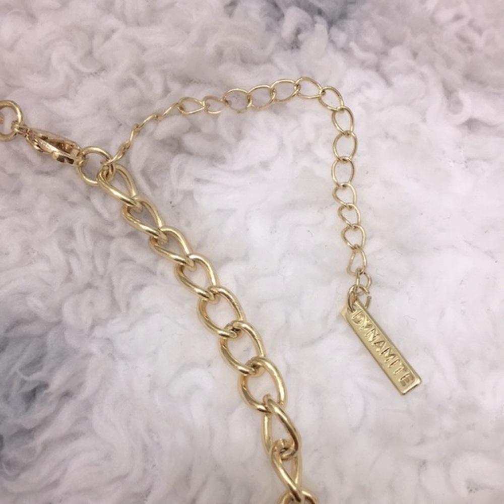 Dynamite Gold Chain Floral Detail Faux Diamond Cluster Statement Necklace - Picture 5 of 6